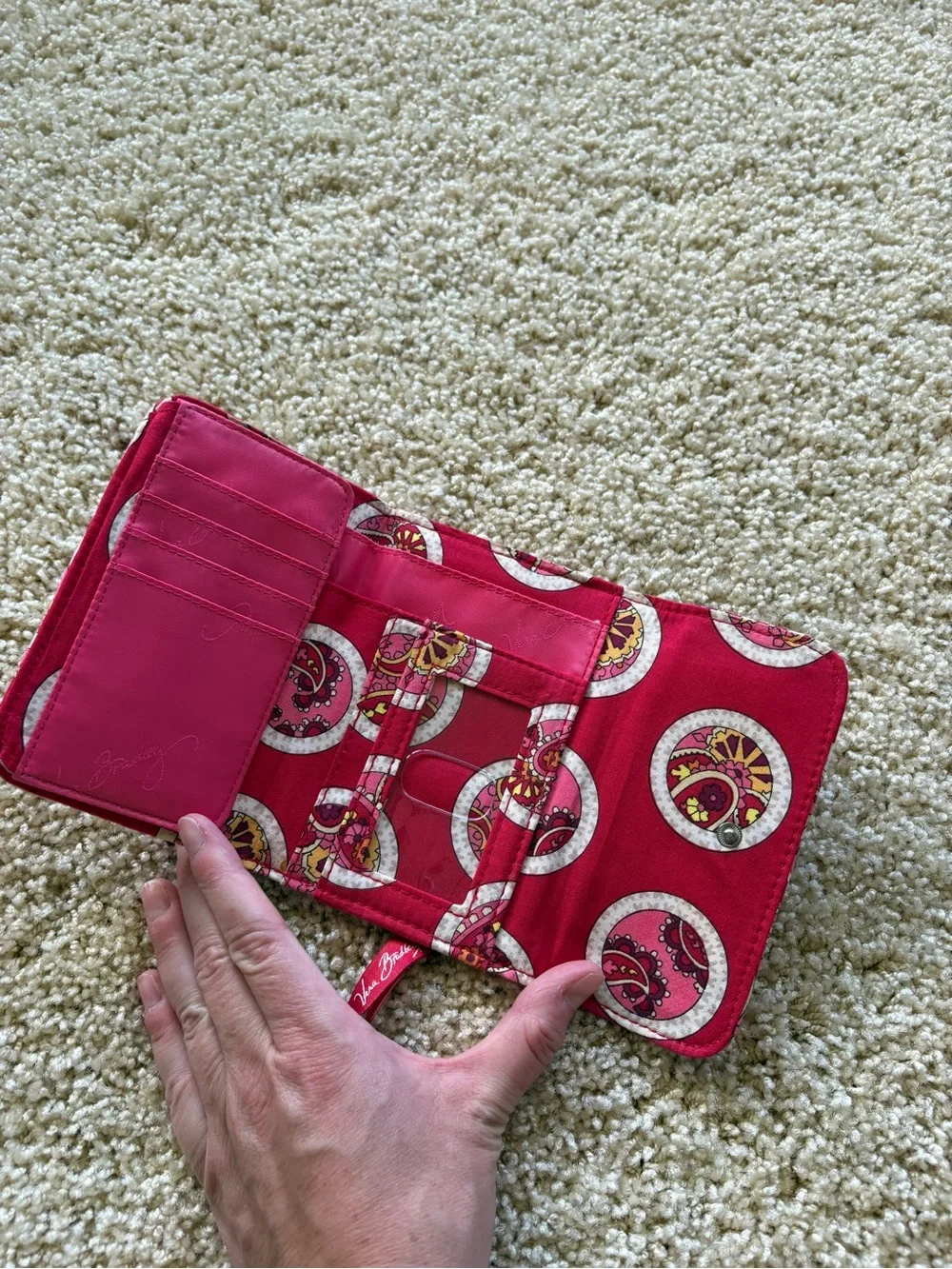 Vera‎ Bradley Rosy Posies Euro Wallet Pink Quilted Floral NWT